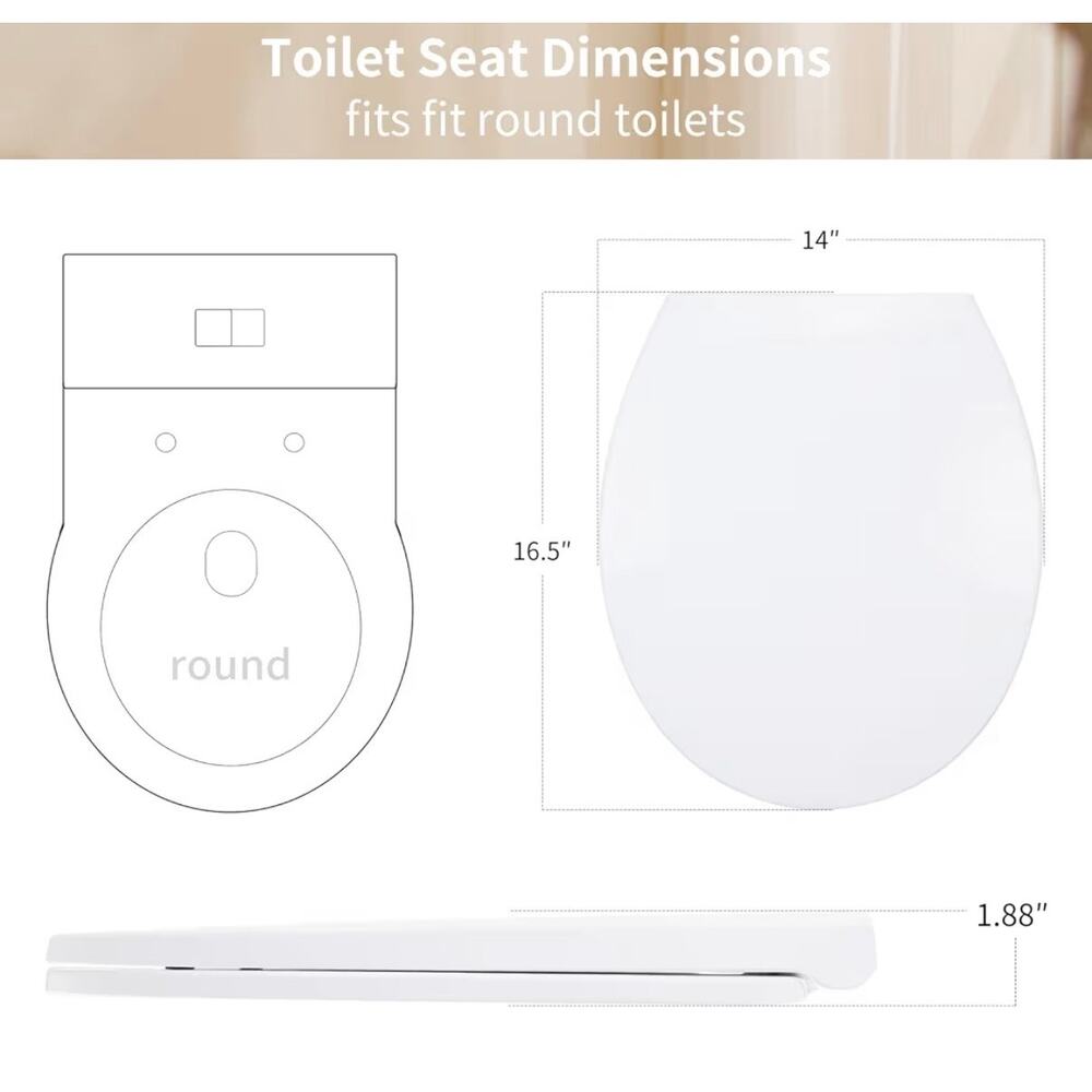 Round Soft-Close Toilet Seat – White Quick Release Bathroom Seat - Picture 2 of 5